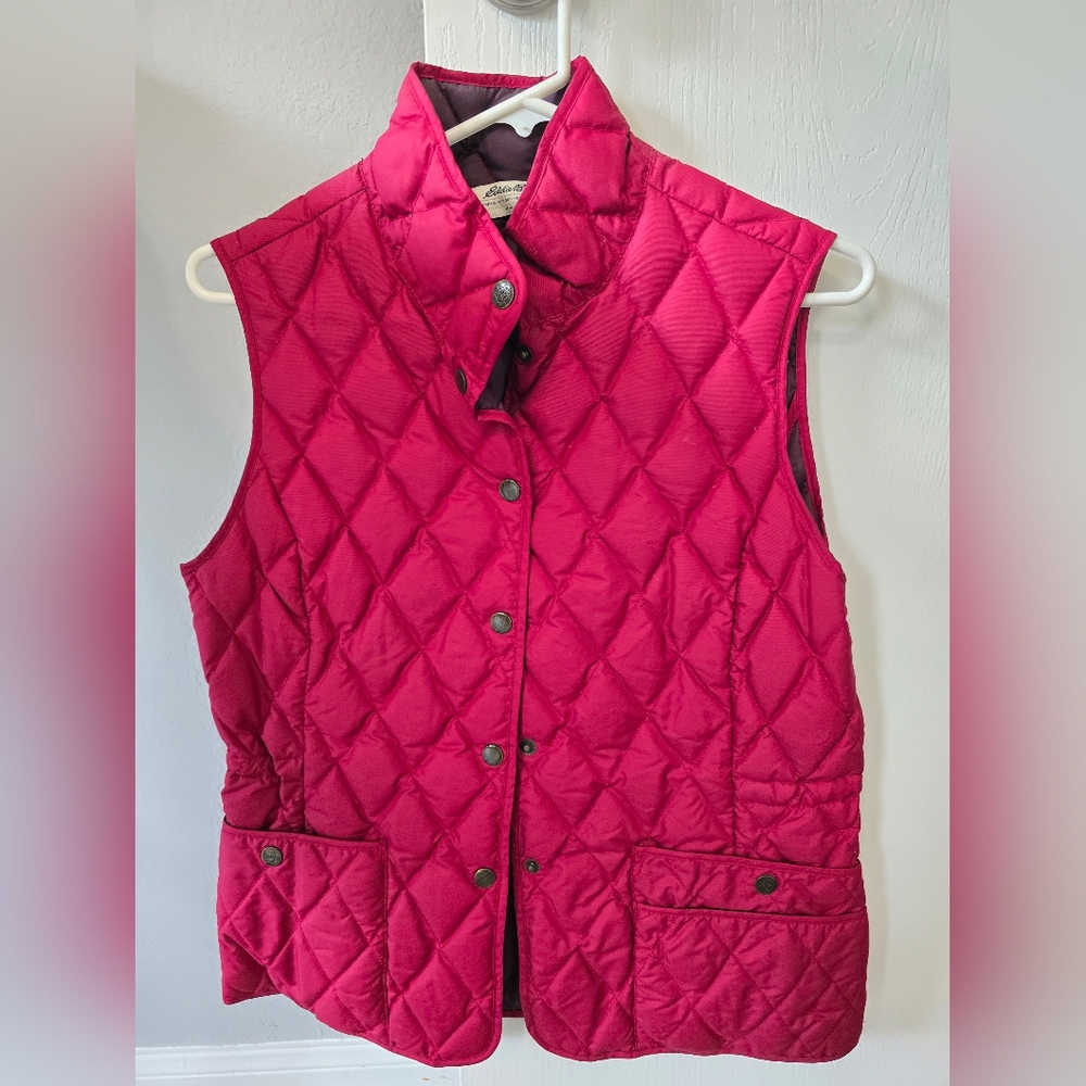 Eddie Bauer Pink Quilted Vest Lightweight Insulated